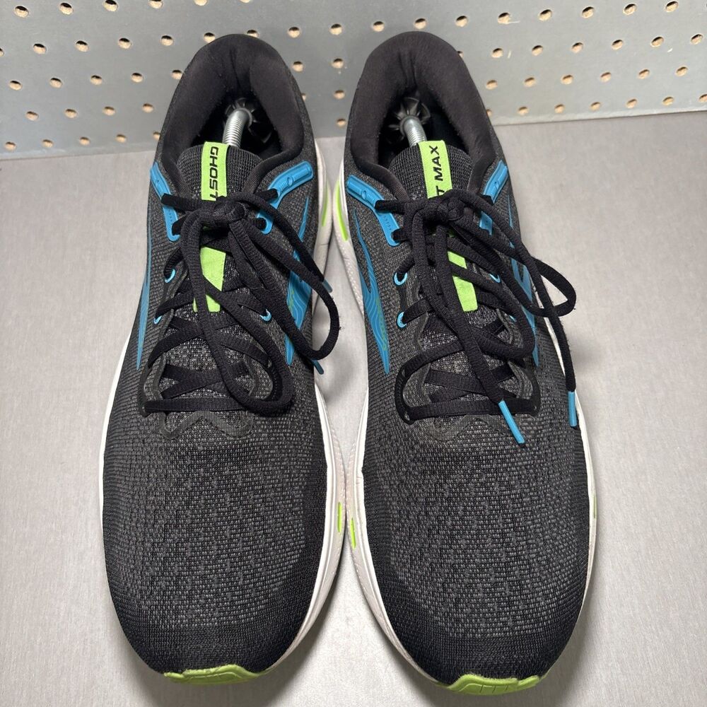 Brooks Ghost Max Running Shoes Mens Size 14 D Black Blue Green Sneakers - Picture 6 of 14